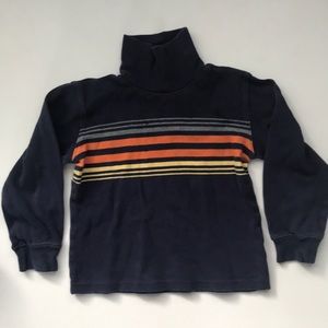 4T turtleneck retro navy with orange stripes